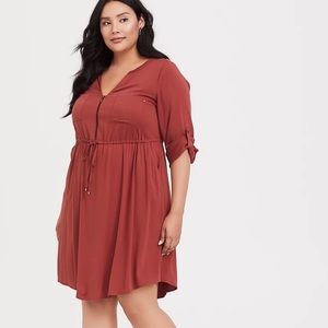 NEW with tags Torrid Rust Red Orange Challis Zip Front Shirt Dress Size 1x 14 16